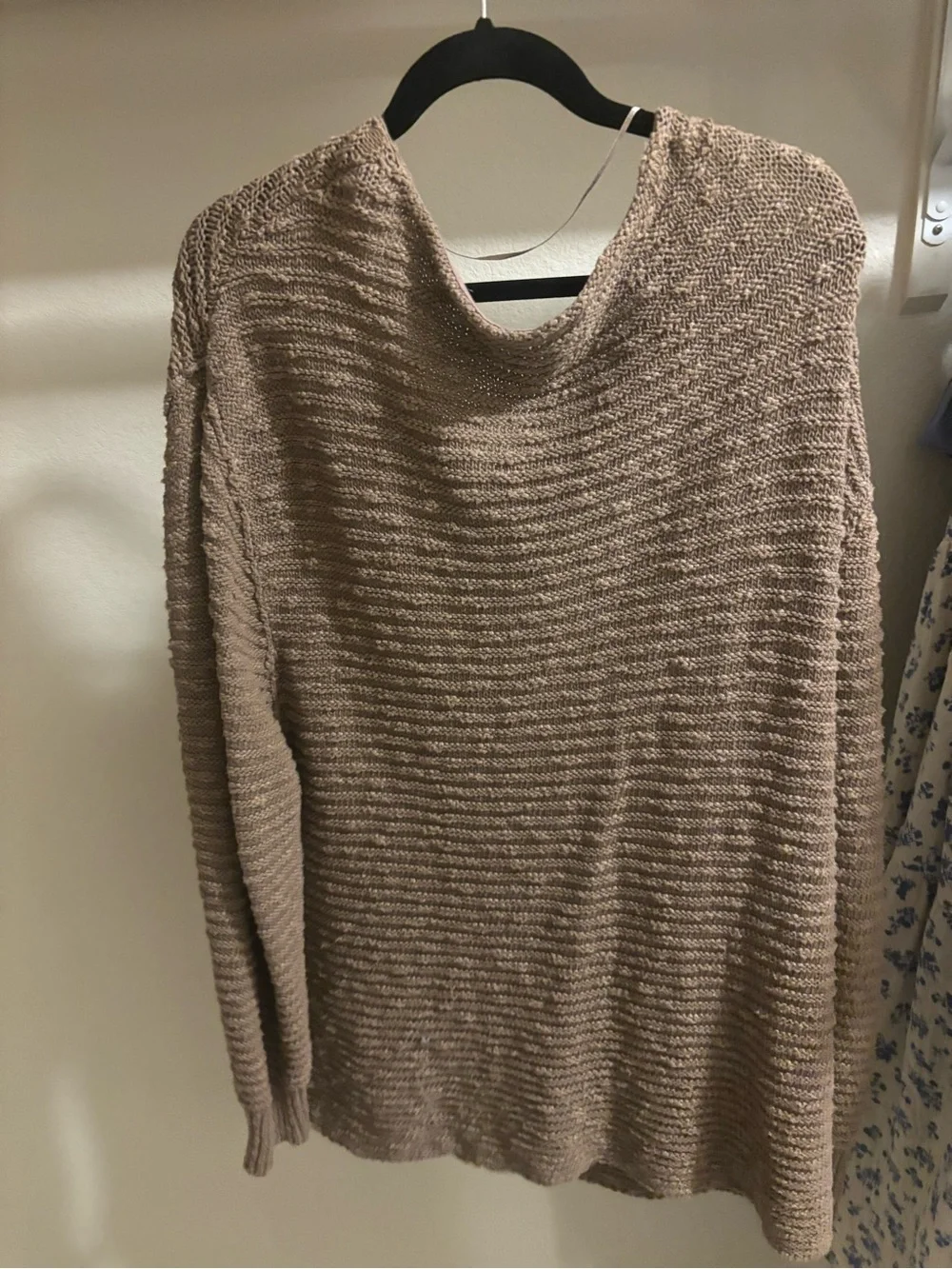 Free People Taupe Cowl Neck Knit Sweater